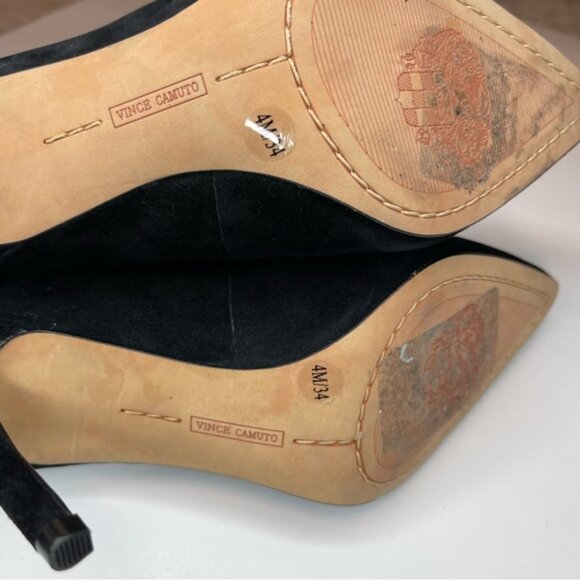 Vince Camuto Women's Ankia Ankle Pump Size 4 Pointed Black Suede High Heels - Picture 5 of 8